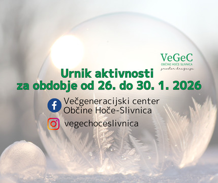 Urnik aktivnosti za obdobje od 26. do 30. 1. 2026