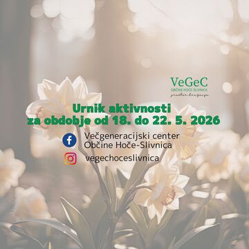 Urnik aktivnosti VeGeC OHS za obdobje od 18. do 22. 5. 2026