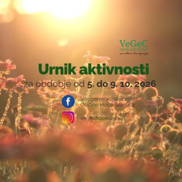 Urnik aktivnosti VeGeC OHS za obdobje od 5. do 9. 10. 2026