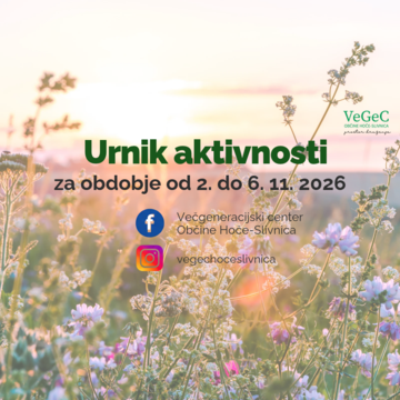 Urnik aktivnosti VeGeC OHS za obdobje od 2. do 6. 11. 2026